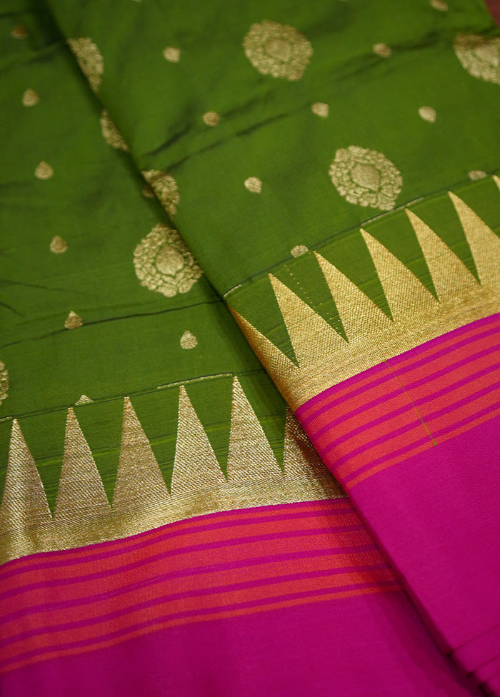 Green Kanjivaram Silk Saree Without Blouse Piece