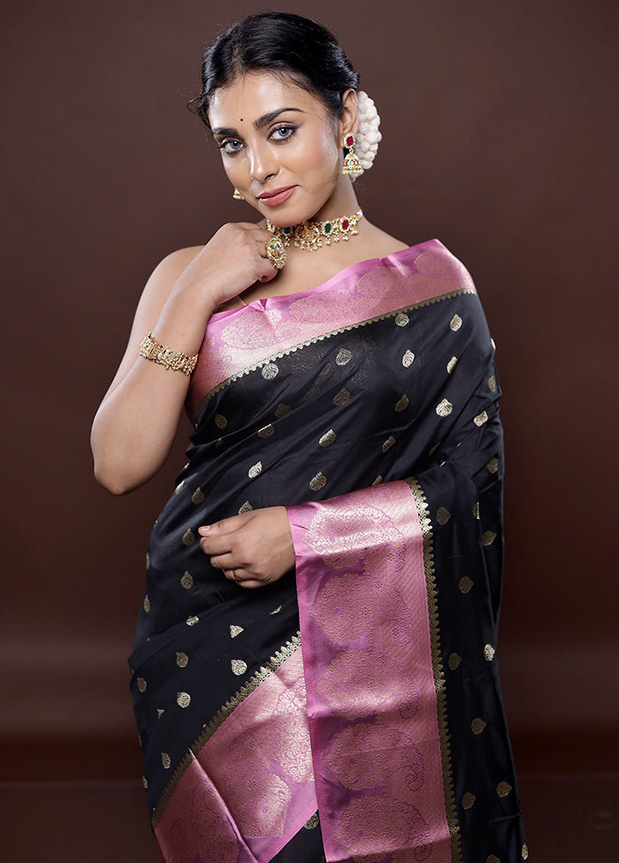 Black Kanjivaram Silk Saree Without Blouse Piece - Indian Silk House Agencies