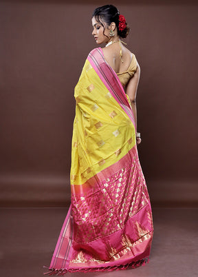 Yellow Kanjivaram Silk Saree Without Blouse Piece - Indian Silk House Agencies