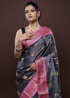 Grey Kanjivaram Silk Saree Without Blouse Piece - Indian Silk House Agencies