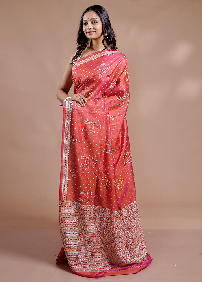 Multicolor Bishnupuri Stitch Saree With Blouse Piece