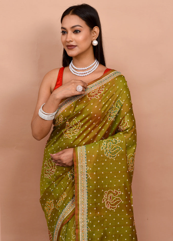 Green Pure Bishnupuri Stiched Saree With Blouse Piece - Indian Silk House Agencies