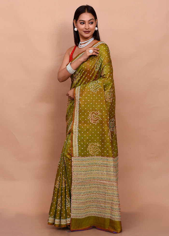 Green Pure Bishnupuri Stiched Saree With Blouse Piece - Indian Silk House Agencies
