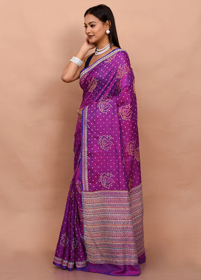 Purple Pure Bishnupuri Stiched Saree With Blouse Piece