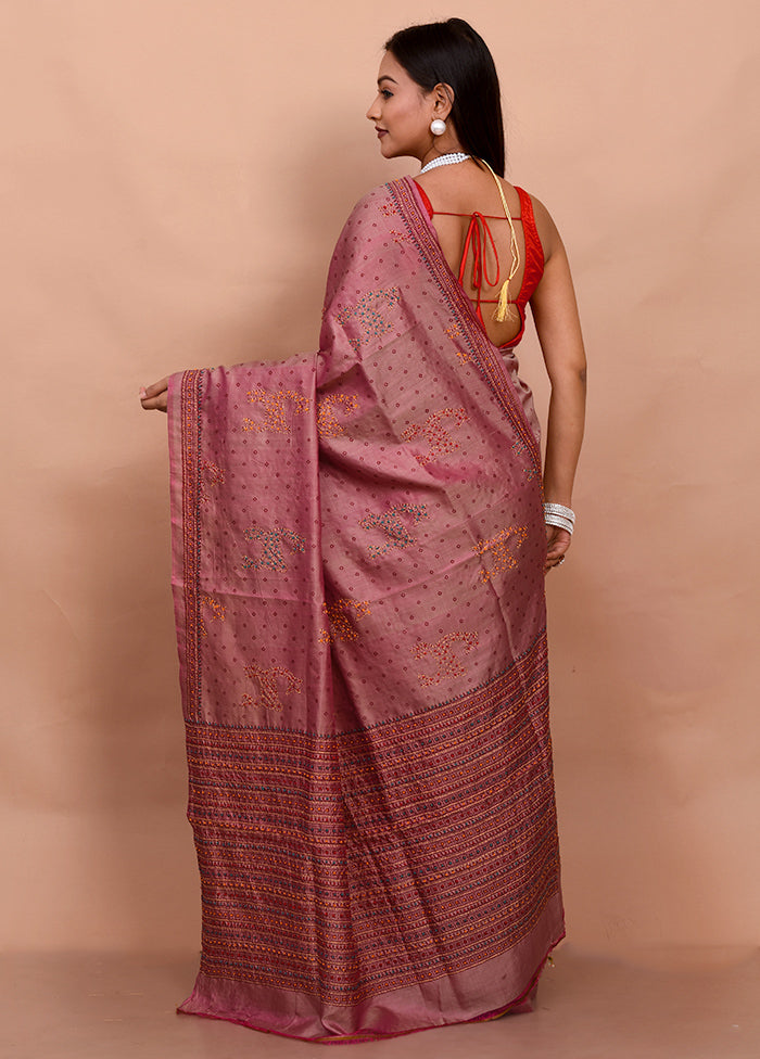Red Pure Bishnupuri Stiched Saree With Blouse Piece - Indian Silk House Agencies