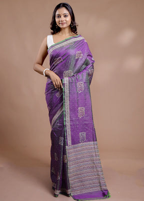 Multicolor Bishnupuri Stitch Saree With Blouse Piece