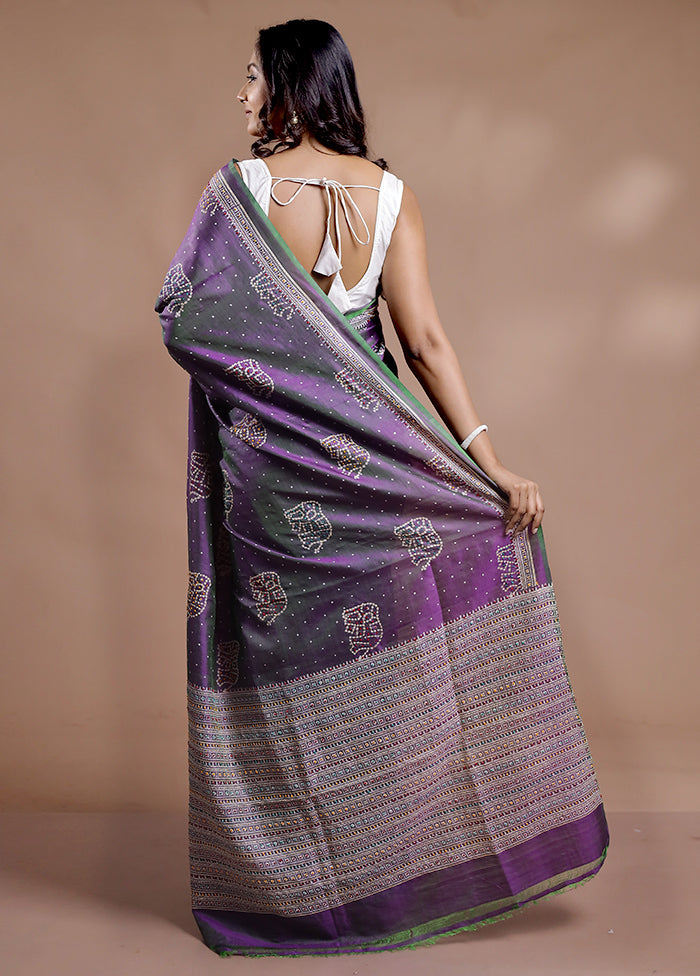 Multicolor Bishnupuri Stitch Saree With Blouse Piece - Indian Silk House Agencies