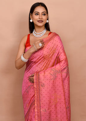 Pink Pure Bishnupuri Stiched Saree With Blouse Piece - Indian Silk House Agencies