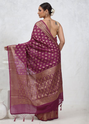 Pink Cotton Saree With Blouse Piece