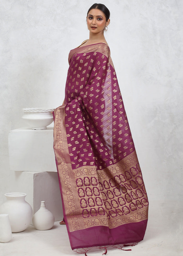 Pink Cotton Saree With Blouse Piece