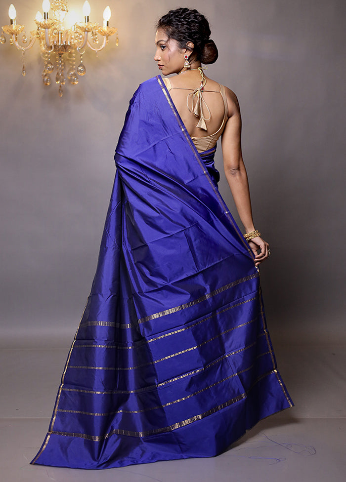 Blue Kanjivaram Silk Saree With Blouse Piece - Indian Silk House Agencies