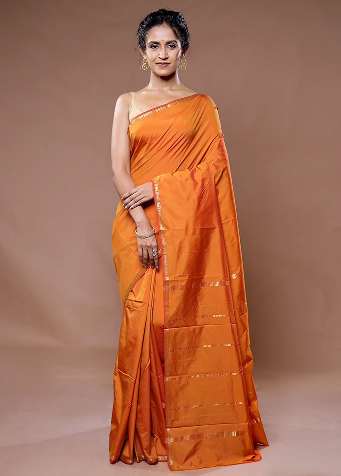 Brown Kanjivaram Silk Saree With Blouse Piece - Indian Silk House Agencies