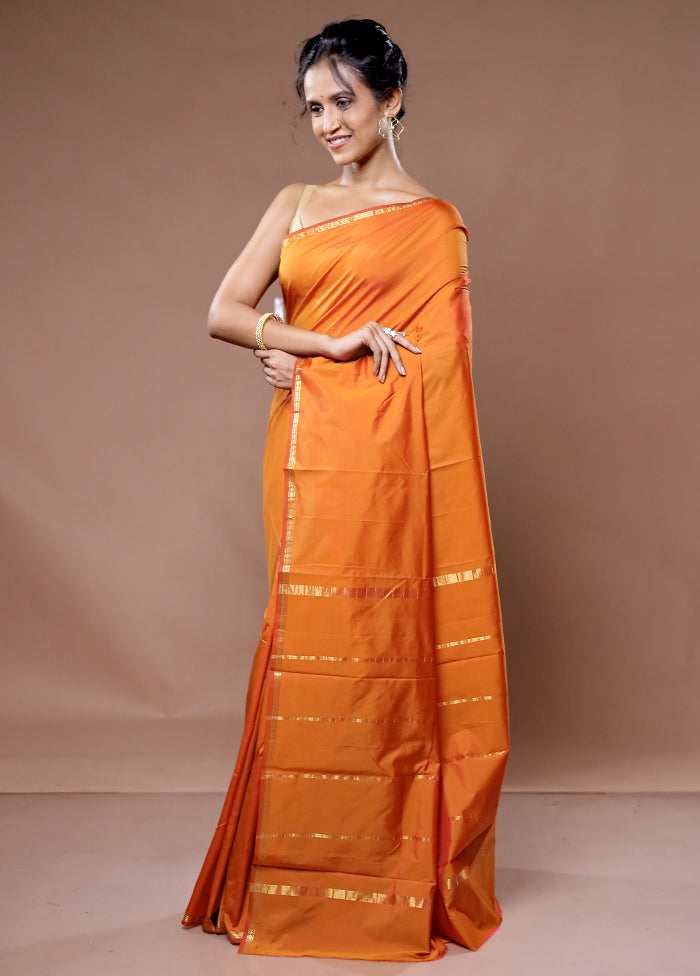 Brown Kanjivaram Silk Saree With Blouse Piece - Indian Silk House Agencies