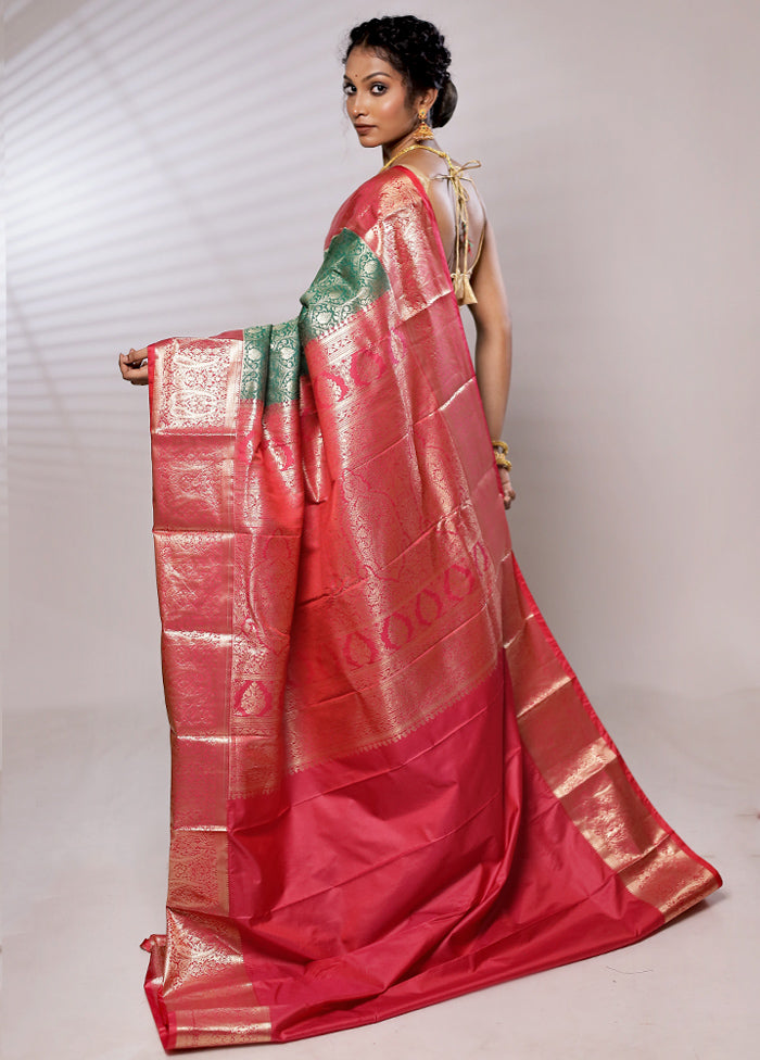 Green Kanjivaram Silk Saree With Blouse Piece