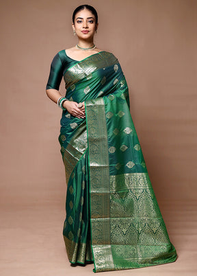 Green Kanjivaram Silk Saree With Blouse Piece