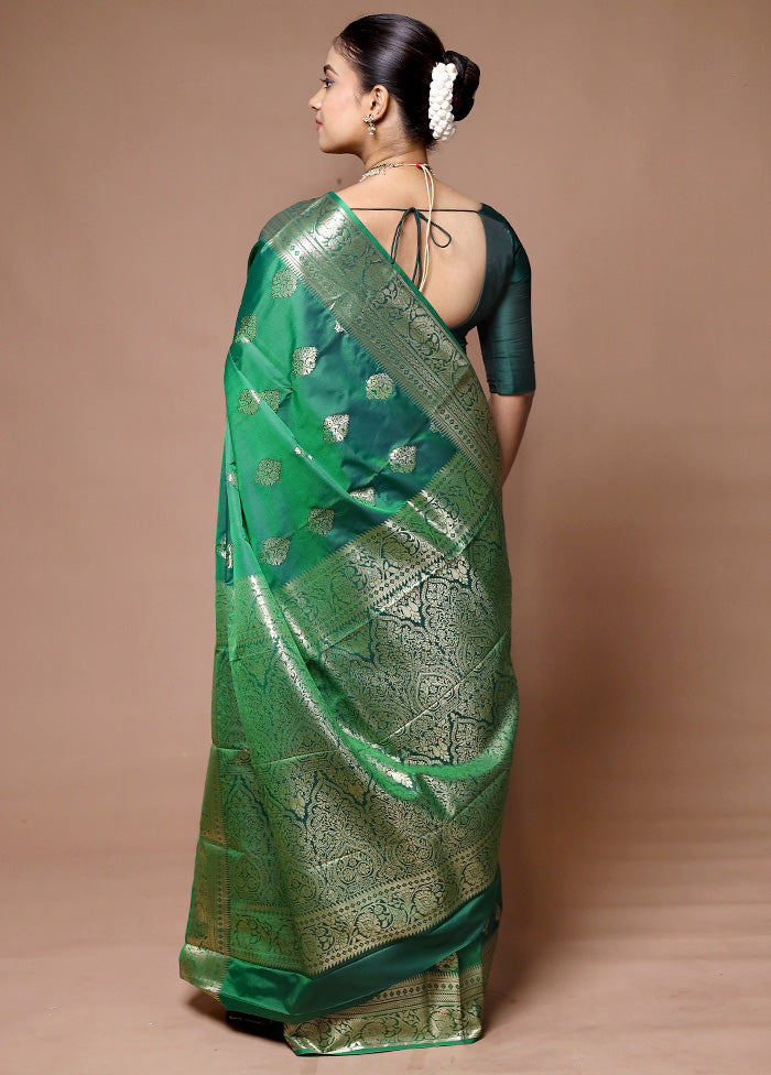 Green Kanjivaram Silk Saree With Blouse Piece