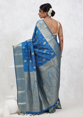 Blue Kanjivaram Silk Saree With Blouse Piece - Indian Silk House Agencies