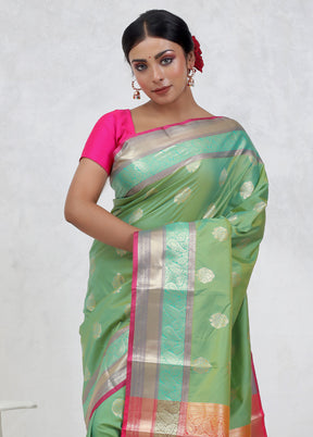 Green Kanjivaram Silk Saree Without Blouse Piece - Indian Silk House Agencies