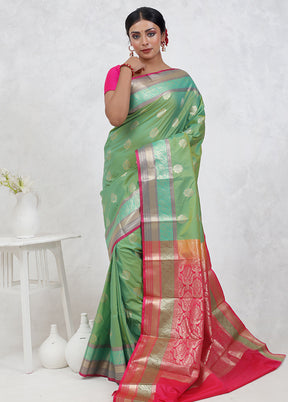 Green Kanjivaram Silk Saree Without Blouse Piece - Indian Silk House Agencies