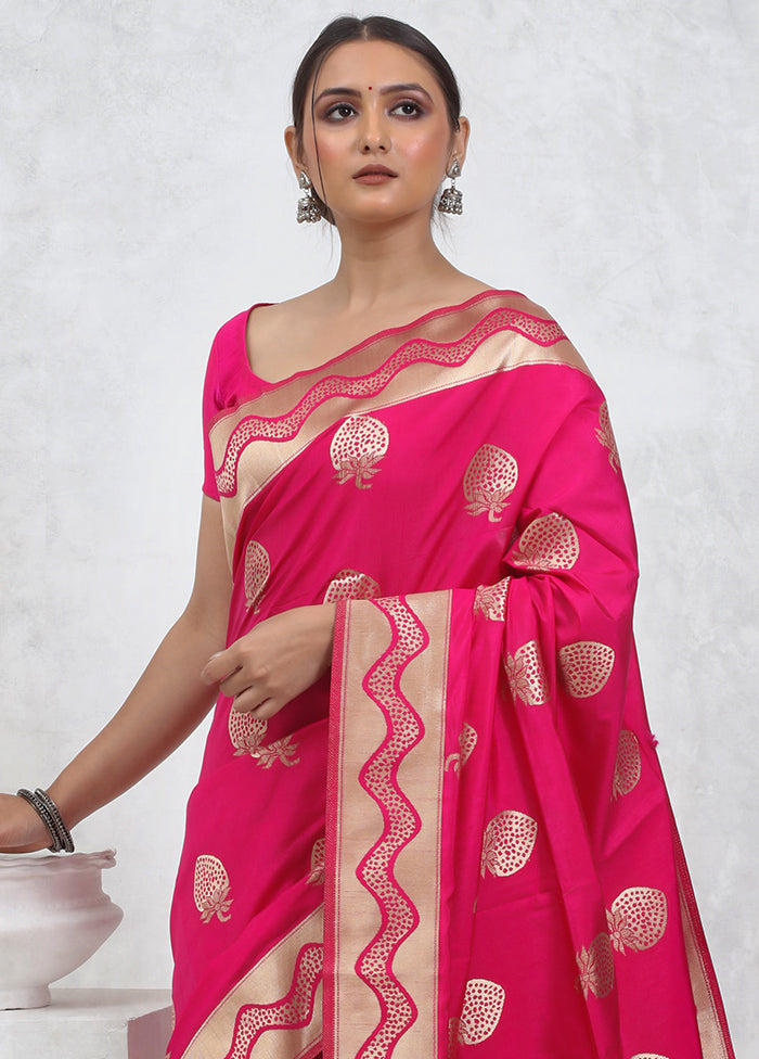 Pink Dupion Silk Saree With Blouse Piece - Indian Silk House Agencies