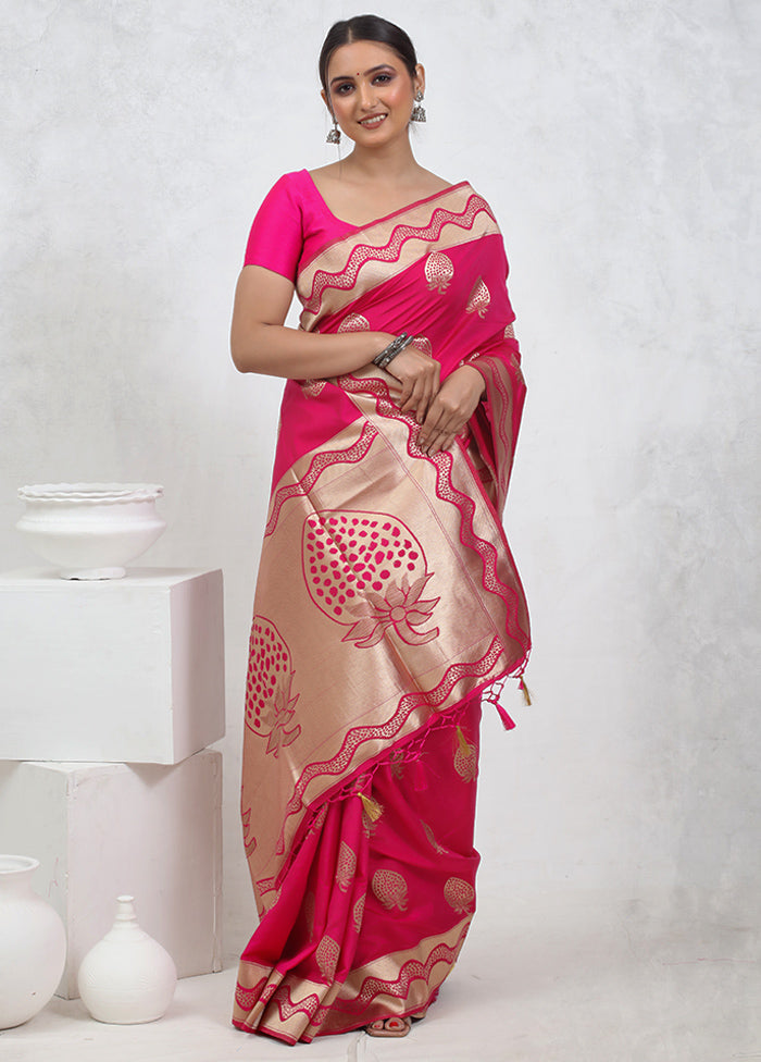 Pink Dupion Silk Saree With Blouse Piece - Indian Silk House Agencies