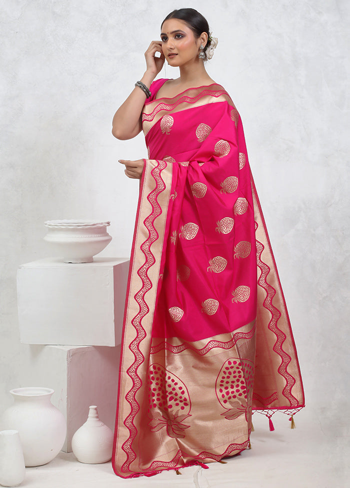 Pink Dupion Silk Saree With Blouse Piece