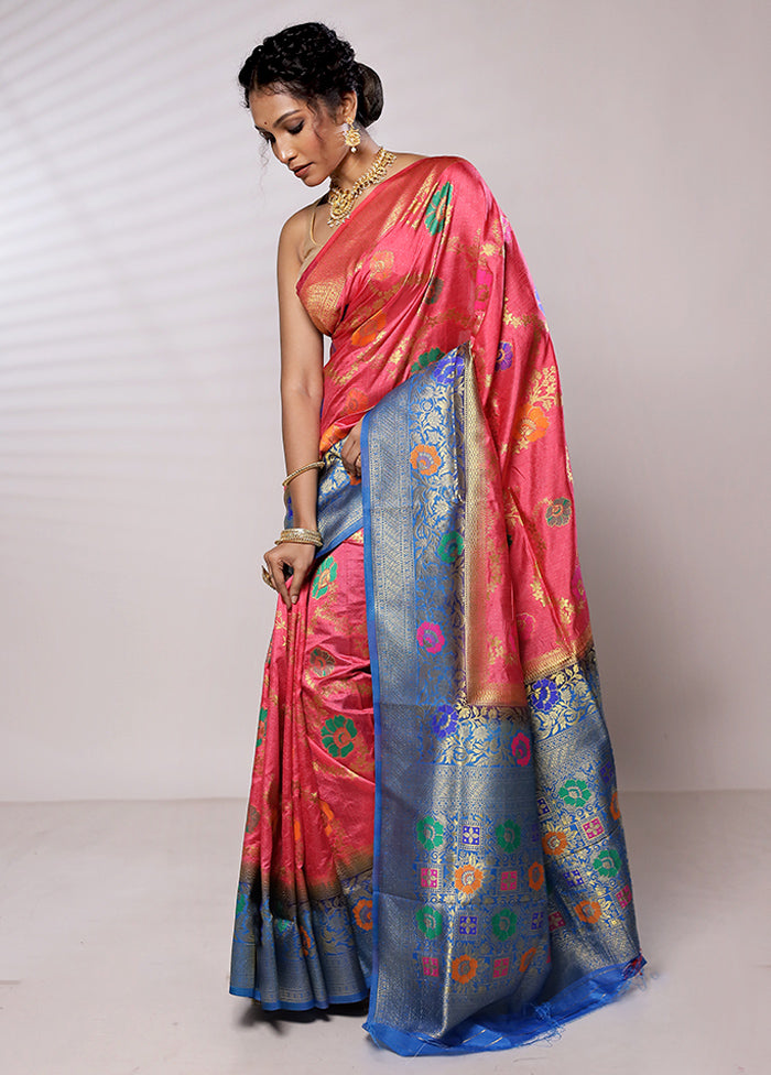 Pink Dupion Silk Saree With Blouse Piece - Indian Silk House Agencies