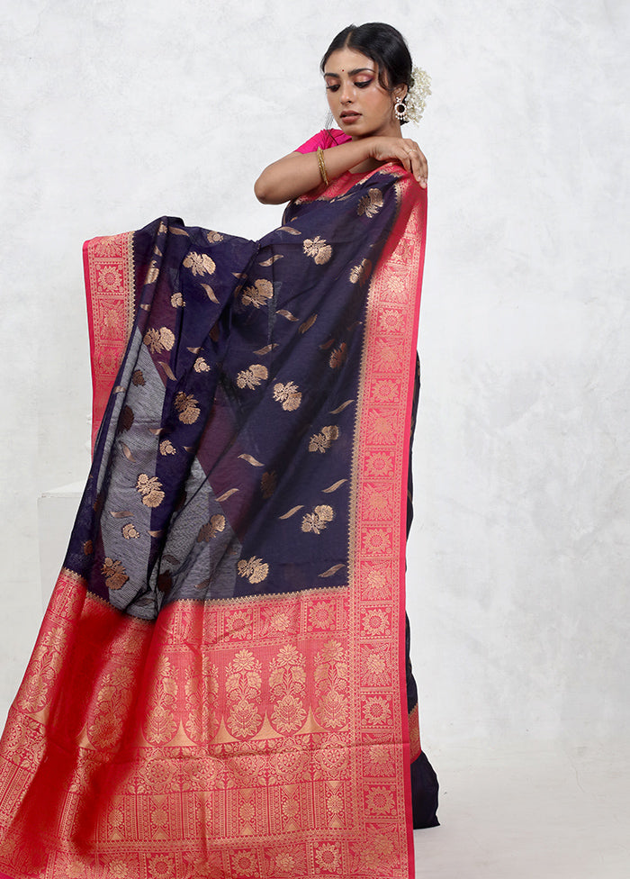 Blue Tissue Silk Saree With Blouse Piece - Indian Silk House Agencies