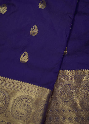 Blue Kanjivaram Silk Saree With Blouse Piece