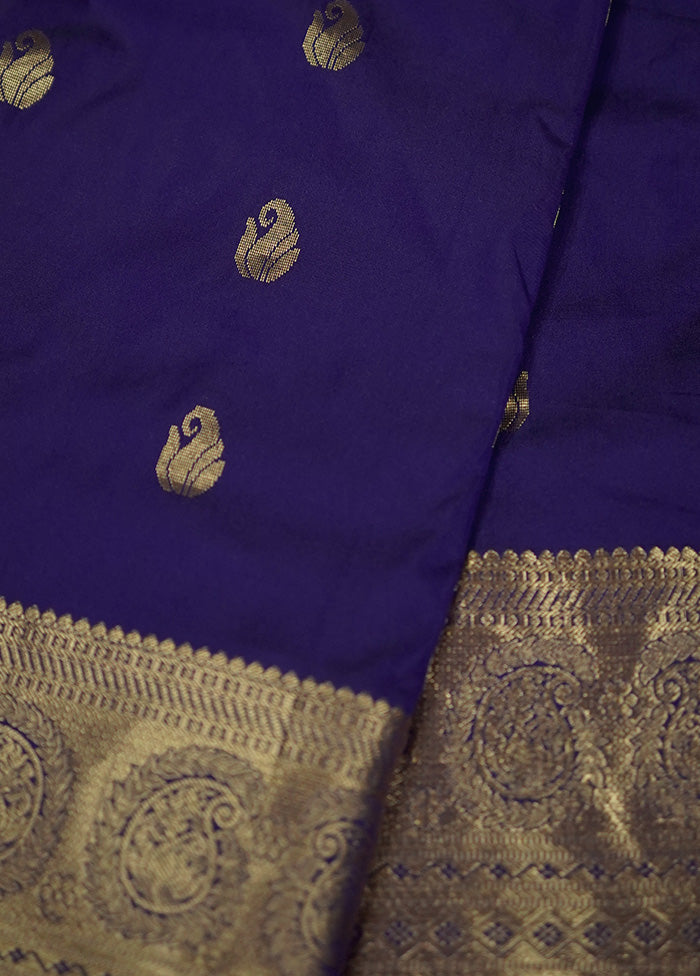 Blue Kanjivaram Silk Saree With Blouse Piece - Indian Silk House Agencies