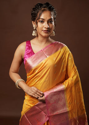 Yellow Kanjivaram Silk Saree With Blouse Piece - Indian Silk House Agencies