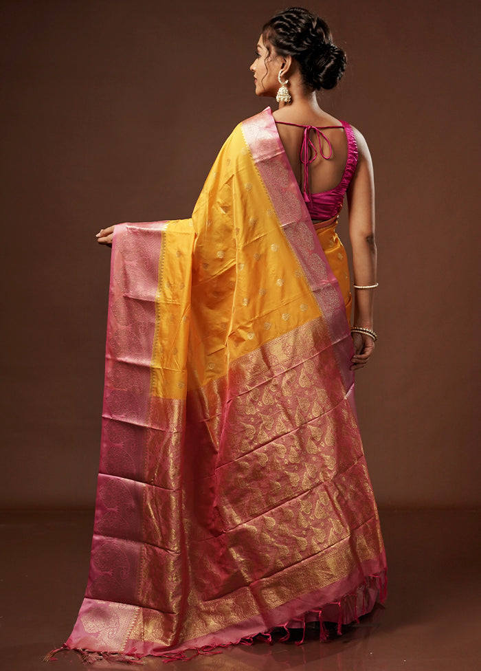 Yellow Kanjivaram Silk Saree With Blouse Piece - Indian Silk House Agencies