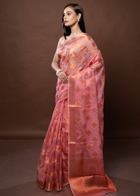 Pink Organza Saree With Blouse Piece