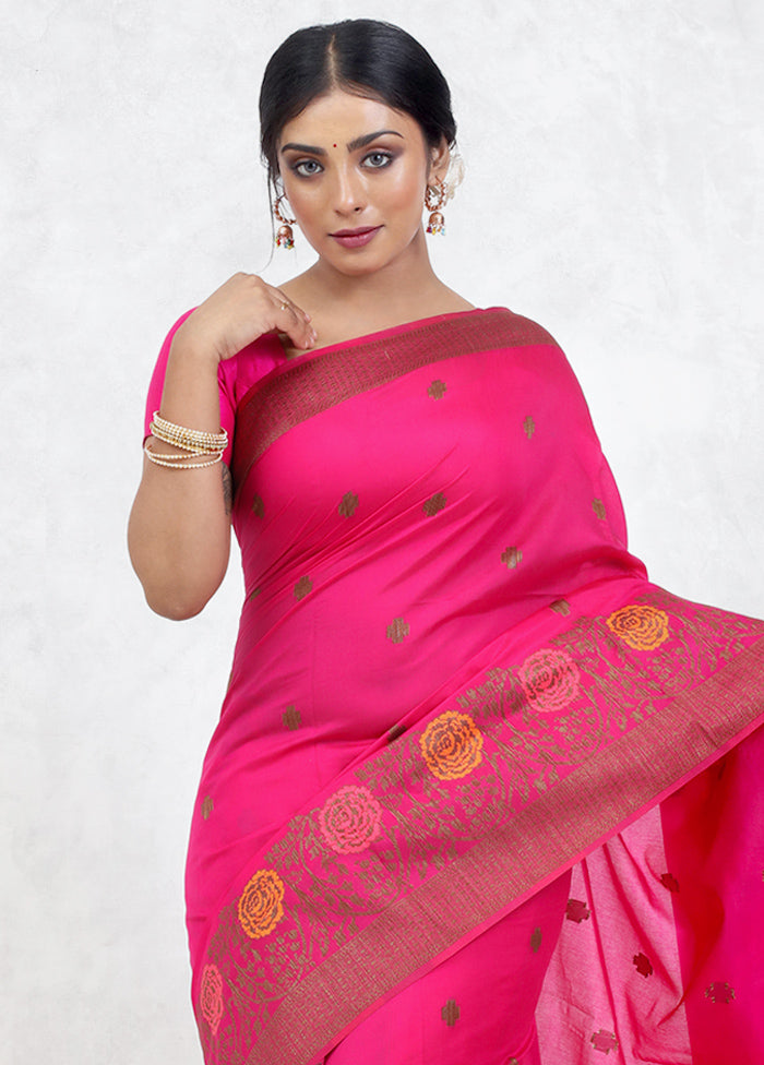 Pink Dupion Silk Saree Without Blouse Piece