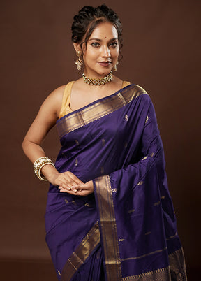 Blue Kanjivaram Silk Saree With Blouse Piece