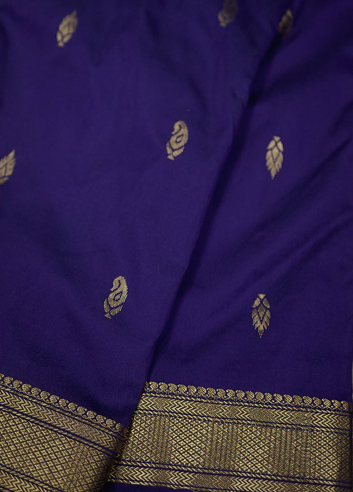 Blue Kanjivaram Silk Saree With Blouse Piece