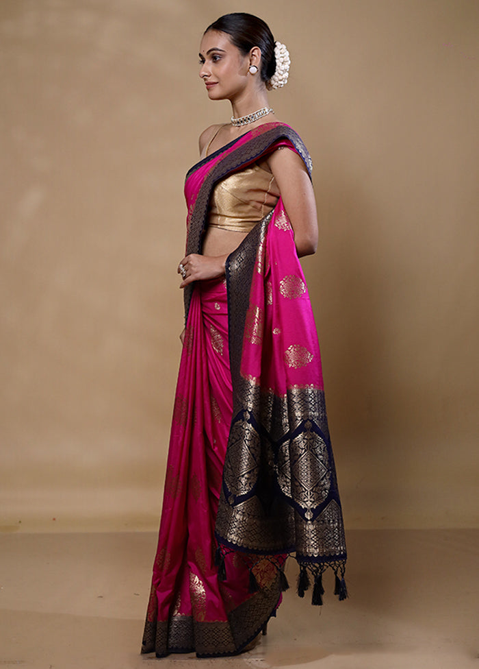 Pink Dupion Silk Saree With Blouse Piece