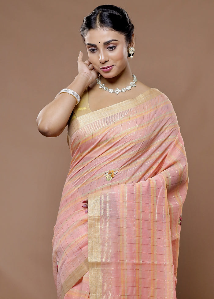 Pink Tissue Silk Saree With Blouse Piece