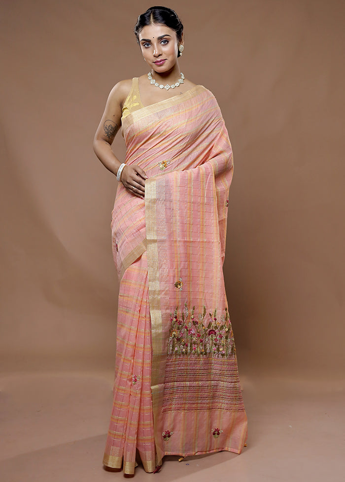 Pink Tissue Silk Saree With Blouse Piece - Indian Silk House Agencies