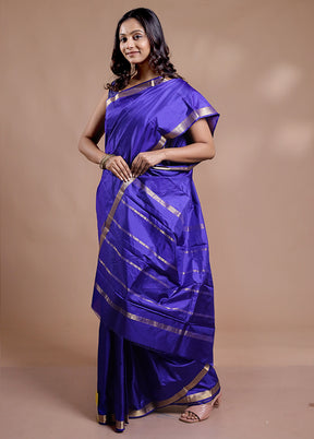 Blue Kanjivaram Pure Silk Saree With Blouse Piece