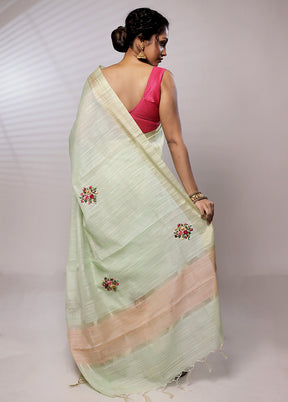 Green Tissue Silk Saree With Blouse Piece