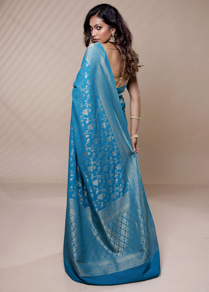 Green Georgette Saree Without Blouse Piece - Indian Silk House Agencies
