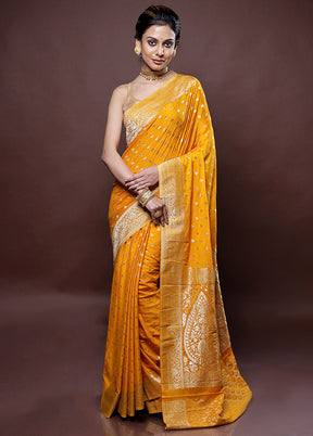 Yellow Georgette Saree Without Blouse Piece - Indian Silk House Agencies