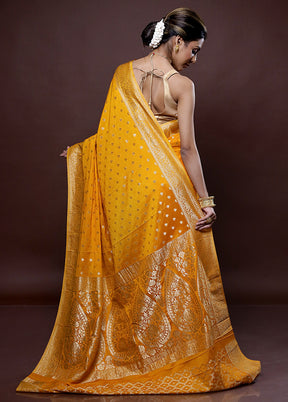 Yellow Georgette Saree Without Blouse Piece - Indian Silk House Agencies