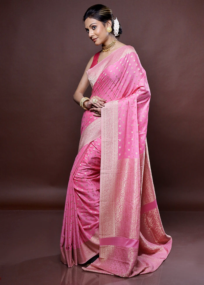 Pink Georgette Saree Without Blouse Piece - Indian Silk House Agencies