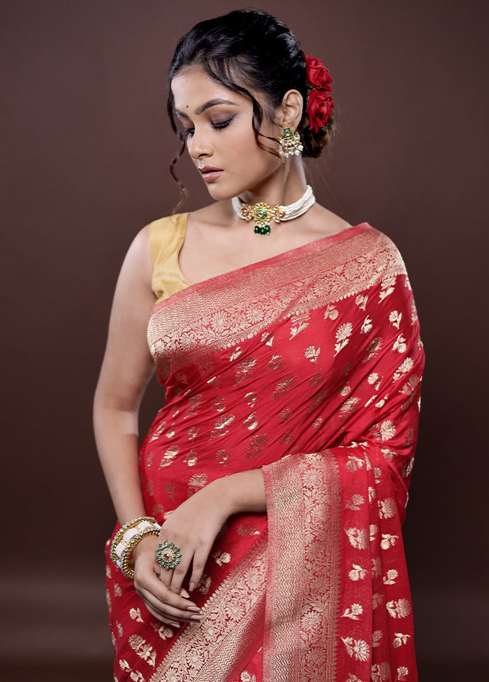 Pink Georgette Saree Without Blouse Piece