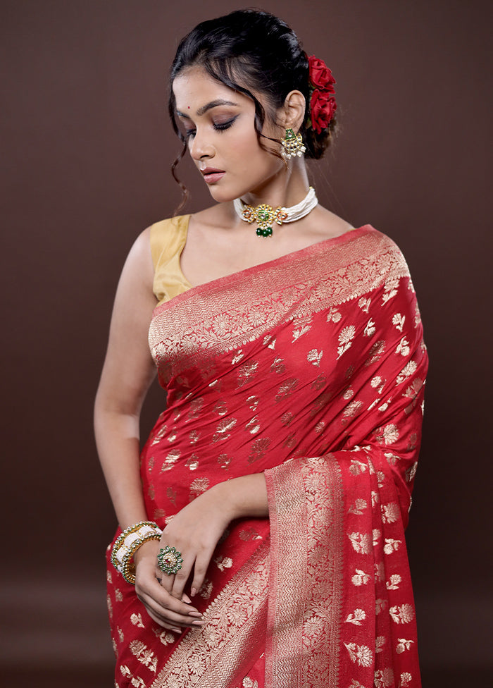 Pink Georgette Saree Without Blouse Piece - Indian Silk House Agencies