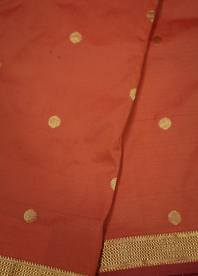 Orange Kanjivaram Silk Saree With Blouse Piece