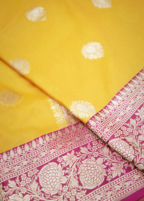 Yellow Katan Silk Saree With Blouse Piece