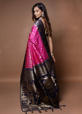 Pink Dupion Silk Saree With Blouse Piece